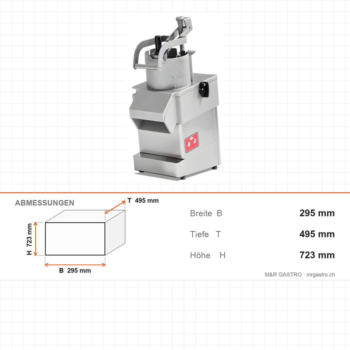 Gemüseschneider – 400 kg/h – Abmessungen