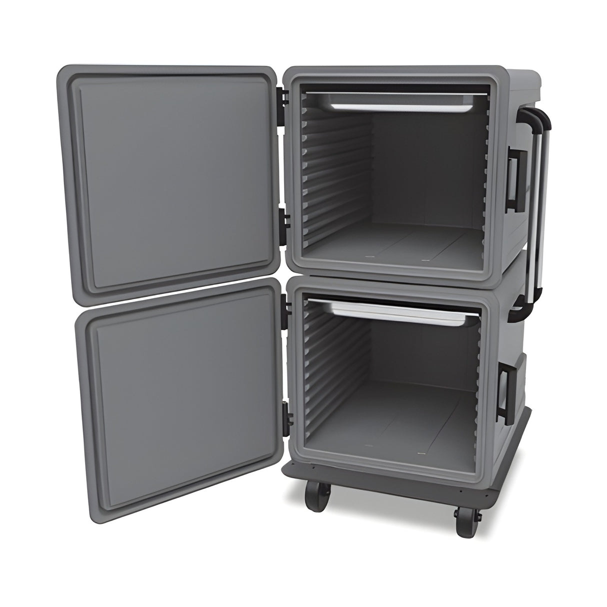 Boîte isotherme, conteneur isotherme de transport, 2x83 litres, portes latérales, 540×636×1403 mm