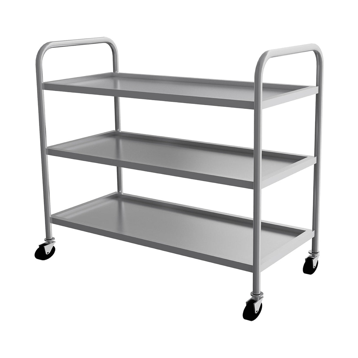 Servierwagen Edelstahl, 3 Etagen, 550×860×900 mm, mit Rollen – Produktbild