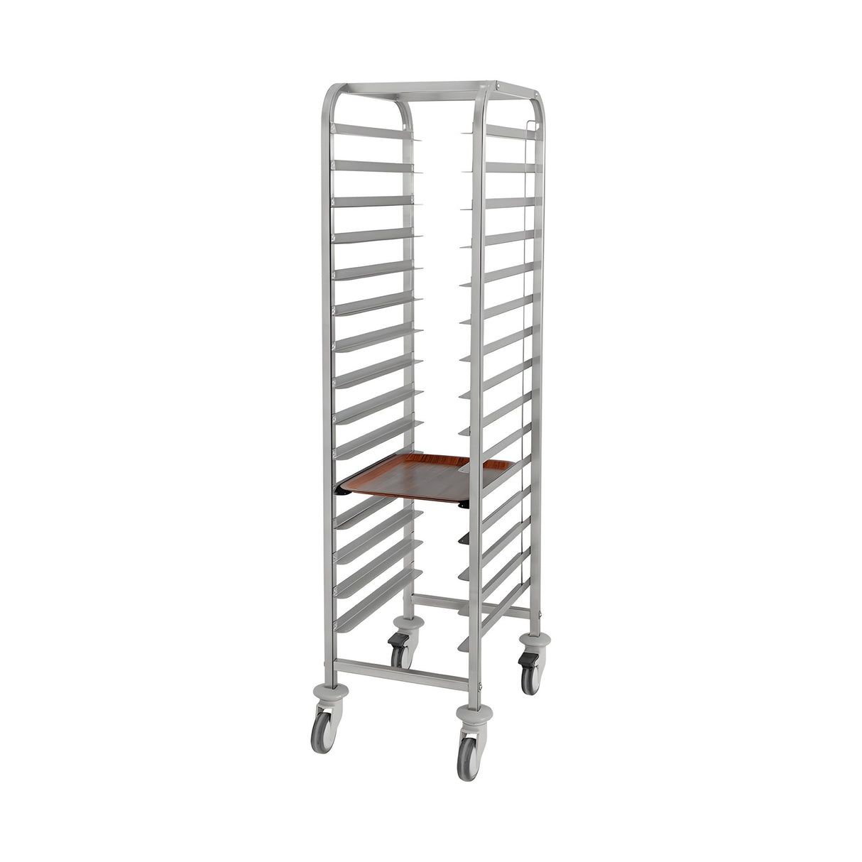 Tablettwagen mit Schienen, einreihig, für 13-15 Tabletts 37×53 cm, 430×560×1710 mm – Produktbild
