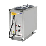 Plattenwagen Edelstahl, neutral, doppelreihig, für 24/32 Teller, 480×1000×900 mm, mit Rollen – Produktbild