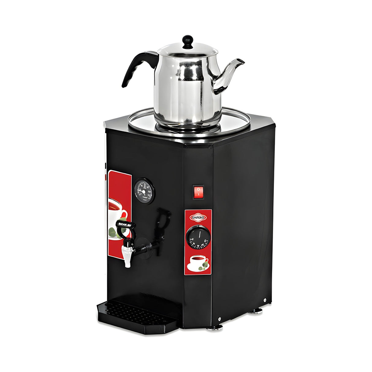 Teeautomat, 13 L, 120 Tassen, Edelstahl-Innenbehälter, Thermostatsteuerung, 2 kW, 294×367×400 mm – Produktbild