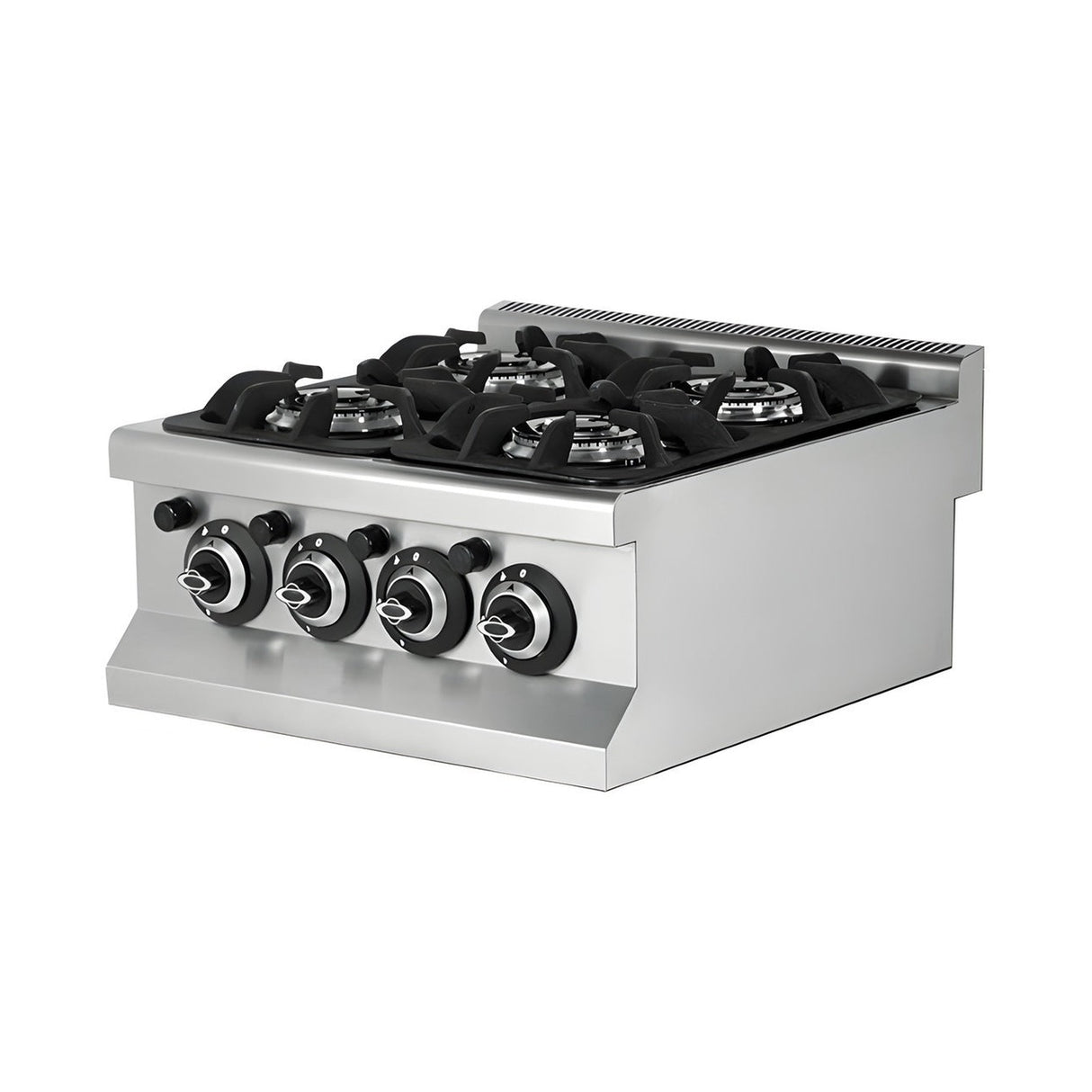 Gasherd 4 Brenner, 14,2 kW, Doppelringbrenner, Piezozündung, 600×635×285 mm, Edelstahl, Snack-Line – Produktbild