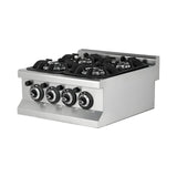 Gasherd 4 Brenner, 14,2 kW, Doppelringbrenner, Piezozündung, 600×635×285 mm, Edelstahl, Snack-Line – Produktbild