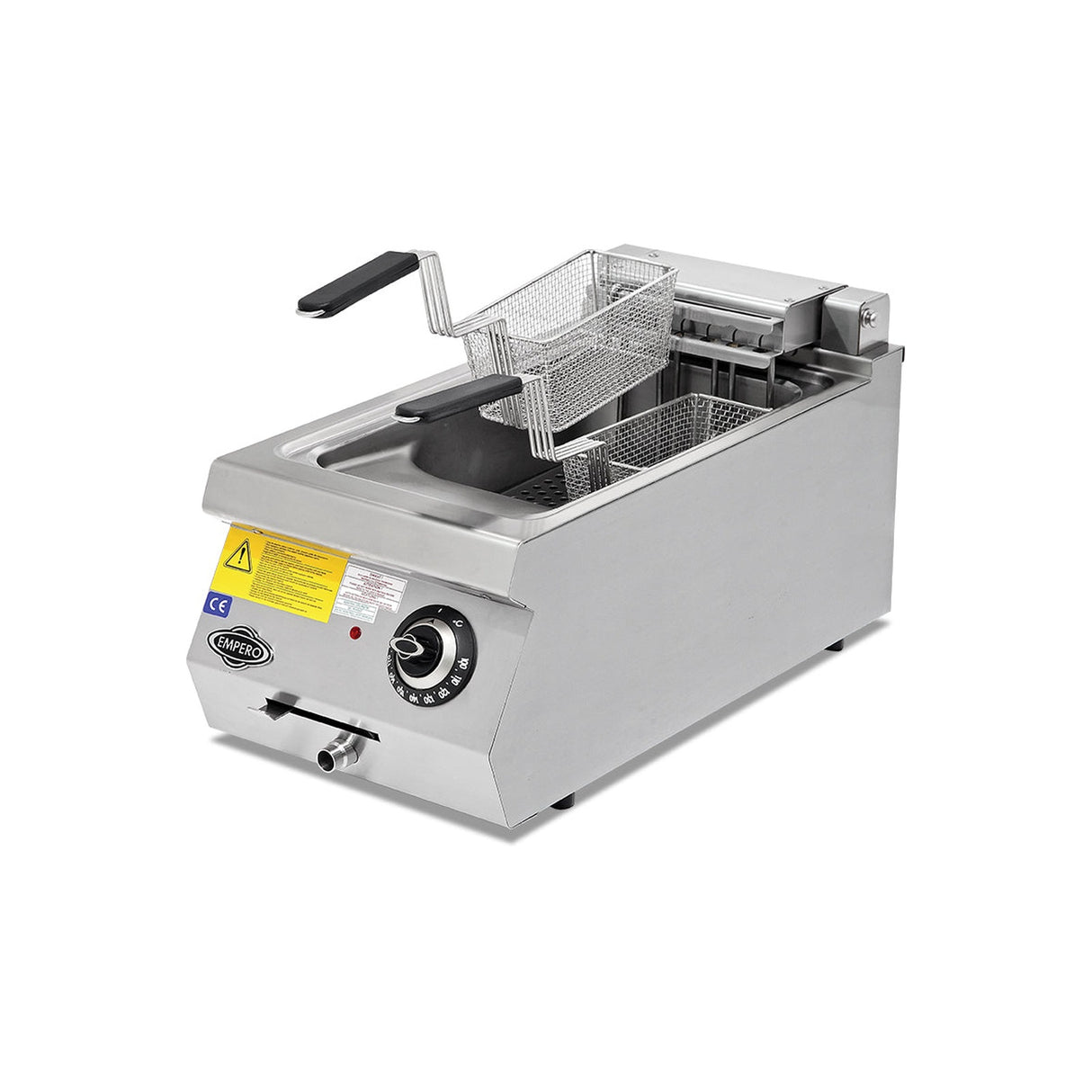 Friteuse électrique 14 litres, 400V, avec robinet de vidange, 400×730×300 mm, gamme 700