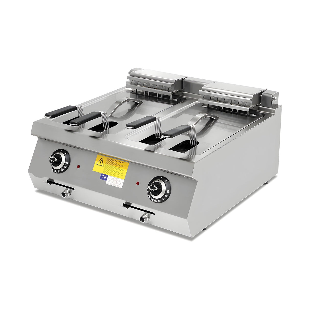 Elektro-Fritteuse 2x 14 Liter, 400V, mit Ablasshahn, 800×730×300 mm, Serie 700 – Produktbild