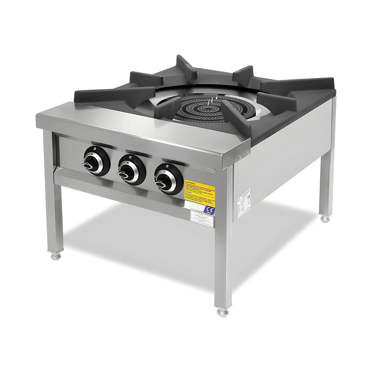Gasherd, 4 Brenner, 31,25 kW, Gusseisen-Kochstellen, Edelstahl, 700×915×560 mm, Serie 900 – Produktbild