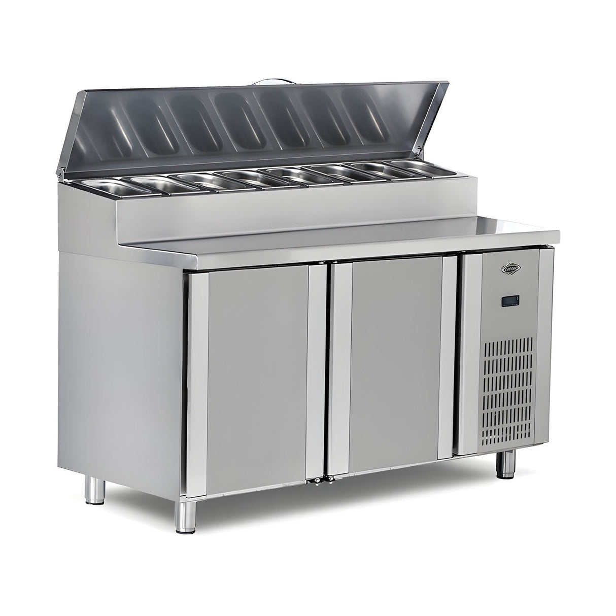 Pizzakühltisch, 3 Türen, 500 L, 2000×700×850 mm, Serie 700 – Produktbild