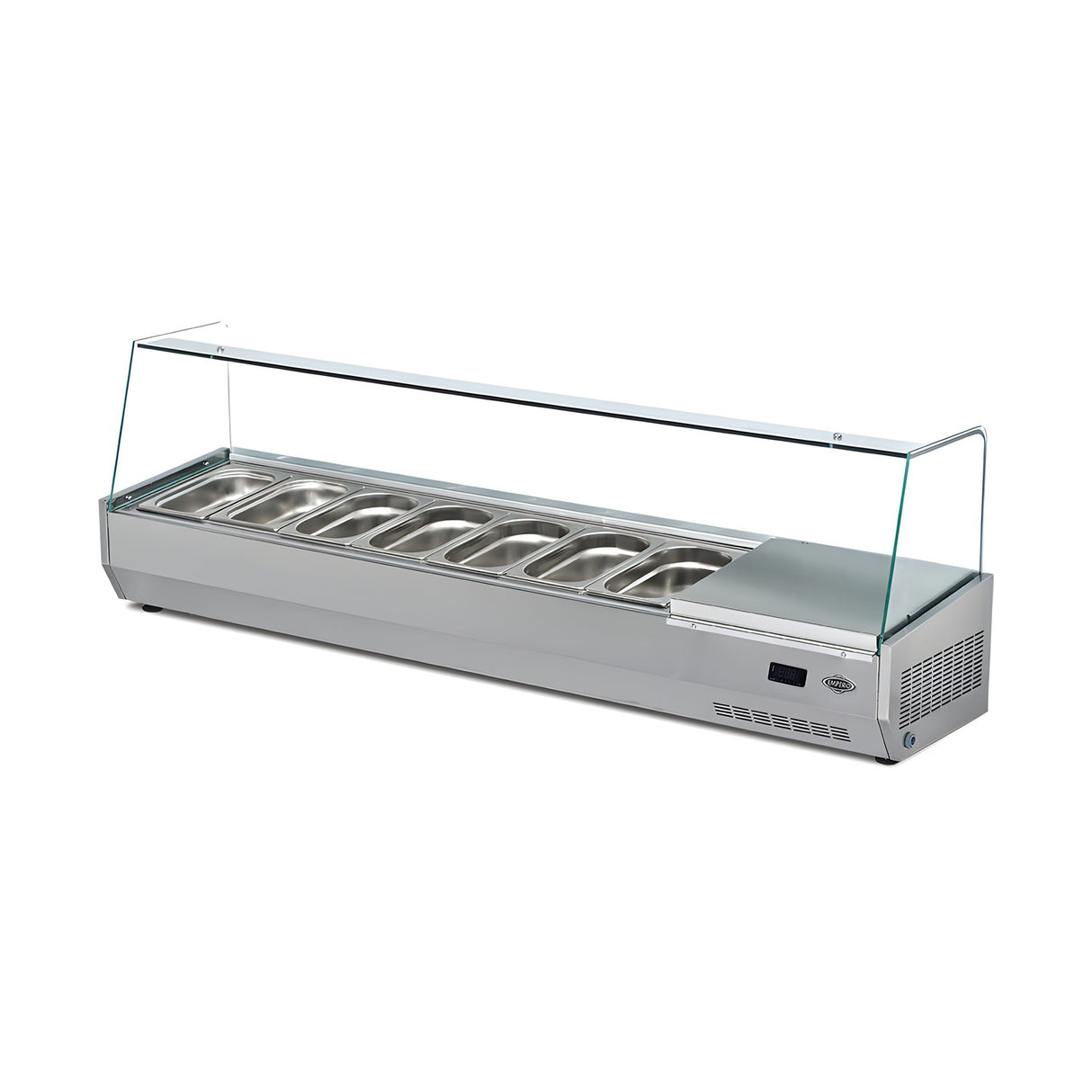 Kühltresen Salatbar, statische Kühlung, 9x GN 1/4, digitale Temperaturanzeige, 0/+5 °C, 2000×350×500 mm – Produktbild