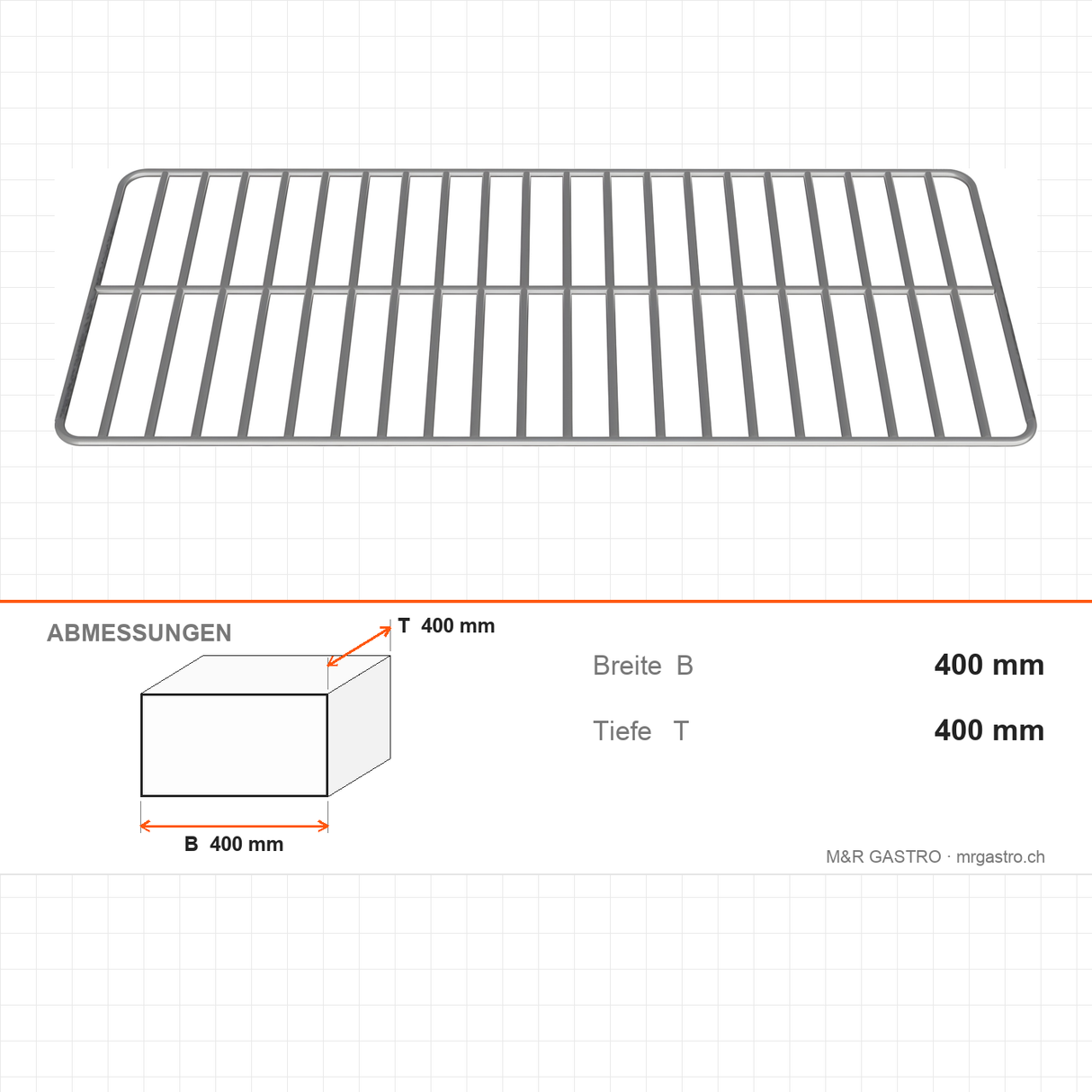 Drahtrost grillagé, 600×400 mm, für Neutralgeräte, Edelstahl 304 – Abmessungen