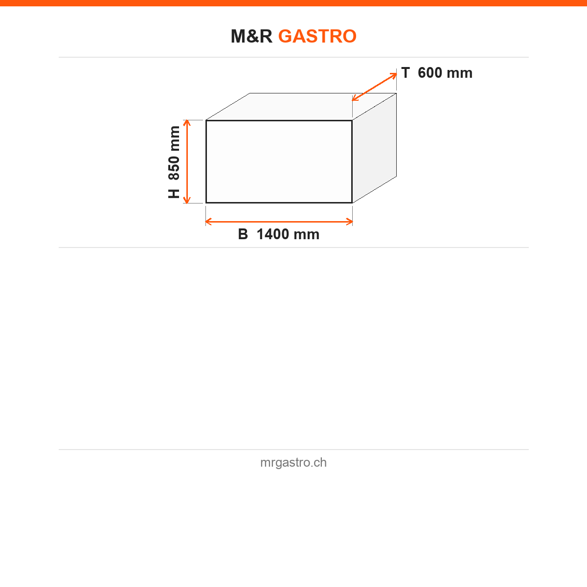 Edelstahl Arbeitstisch, 1400×600×850 mm, mit Zwischenboden, Aufkantung, höhenverstellbar – Technische Daten