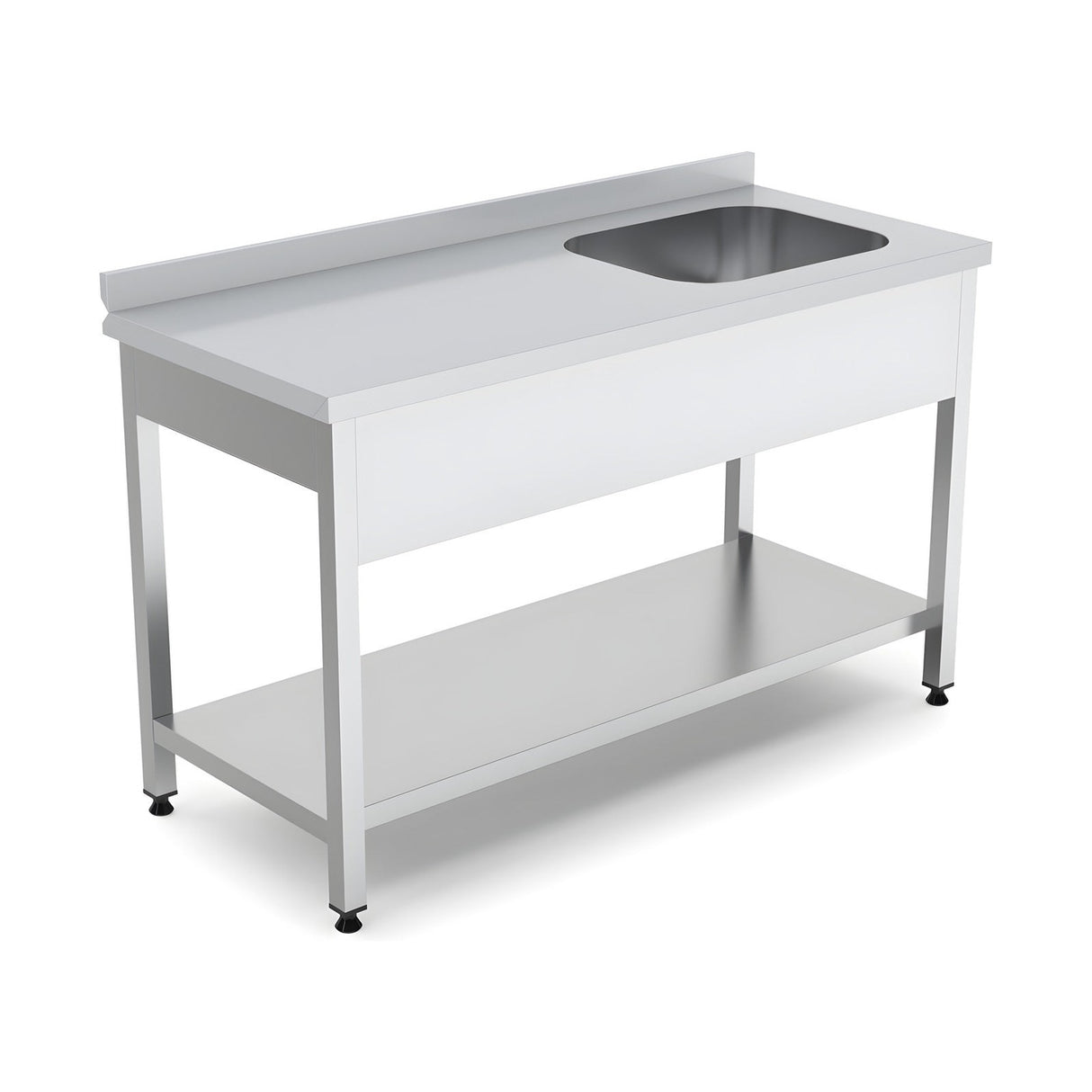 Spültisch, 1 Becken links, mit Grundboden, 1000×700×850 mm, Edelstahl – Produktbild