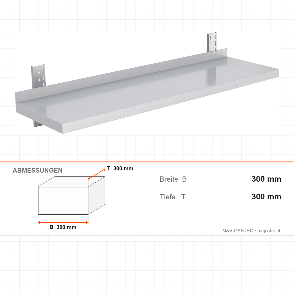 Wandregal, 1 Ebene, 1000×300 mm, platzsparende Wandablage – Abmessungen