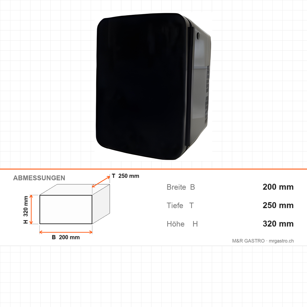 Milchkühlschrank, 0,7 kW, 200×250×320 mm – Abmessungen