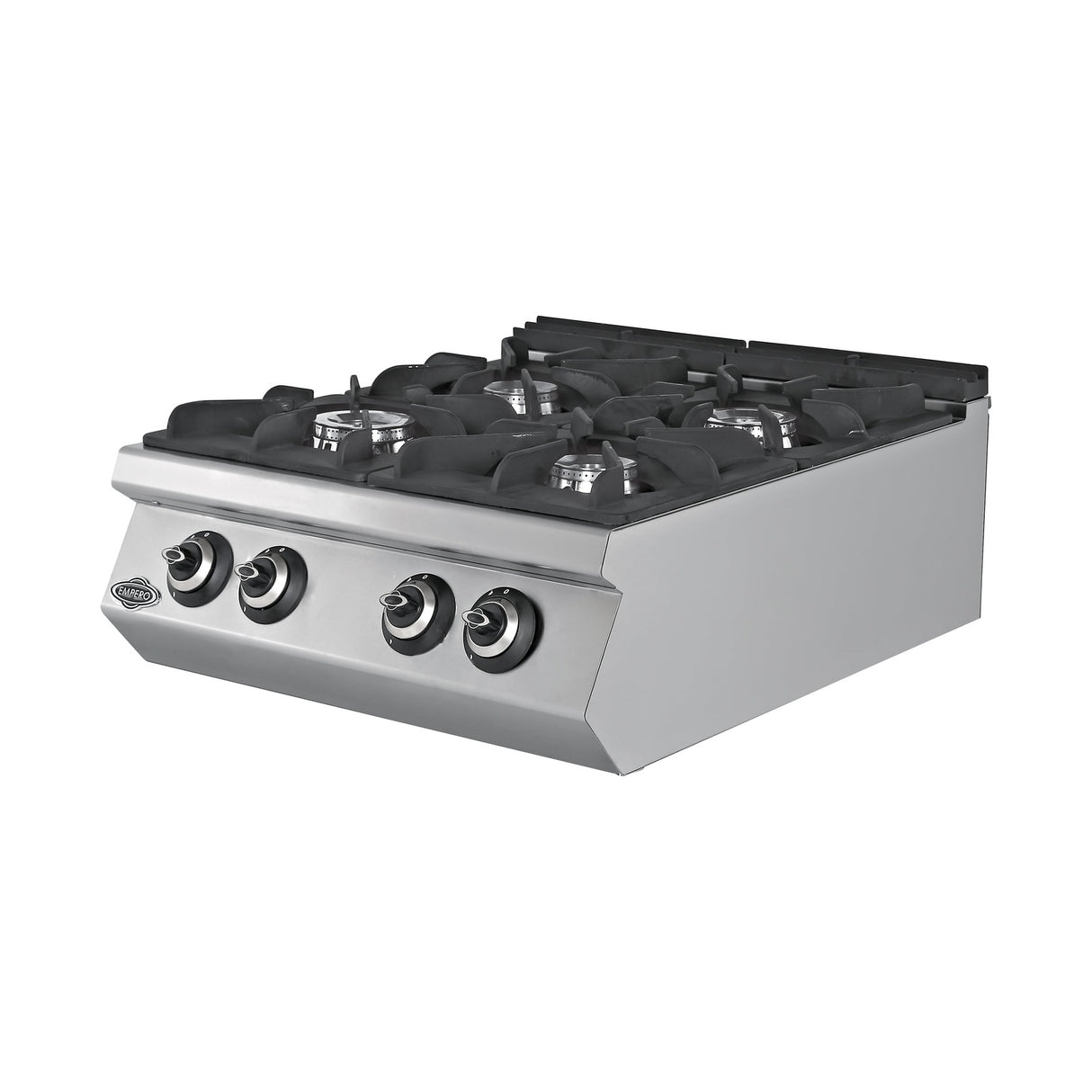 Gasherd, 4 Brenner, 34,97 kW, Gusseisen-Kochplatte, Magnetventil, Edelstahl, 800×900×300 mm, Serie 900 – Produktbild