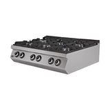 Gasherd, 6 Brenner, 52,45 kW, Gusseisen-Kochstellen, Edelstahl, 1200×900×300 mm, Serie 900 – Produktbild
