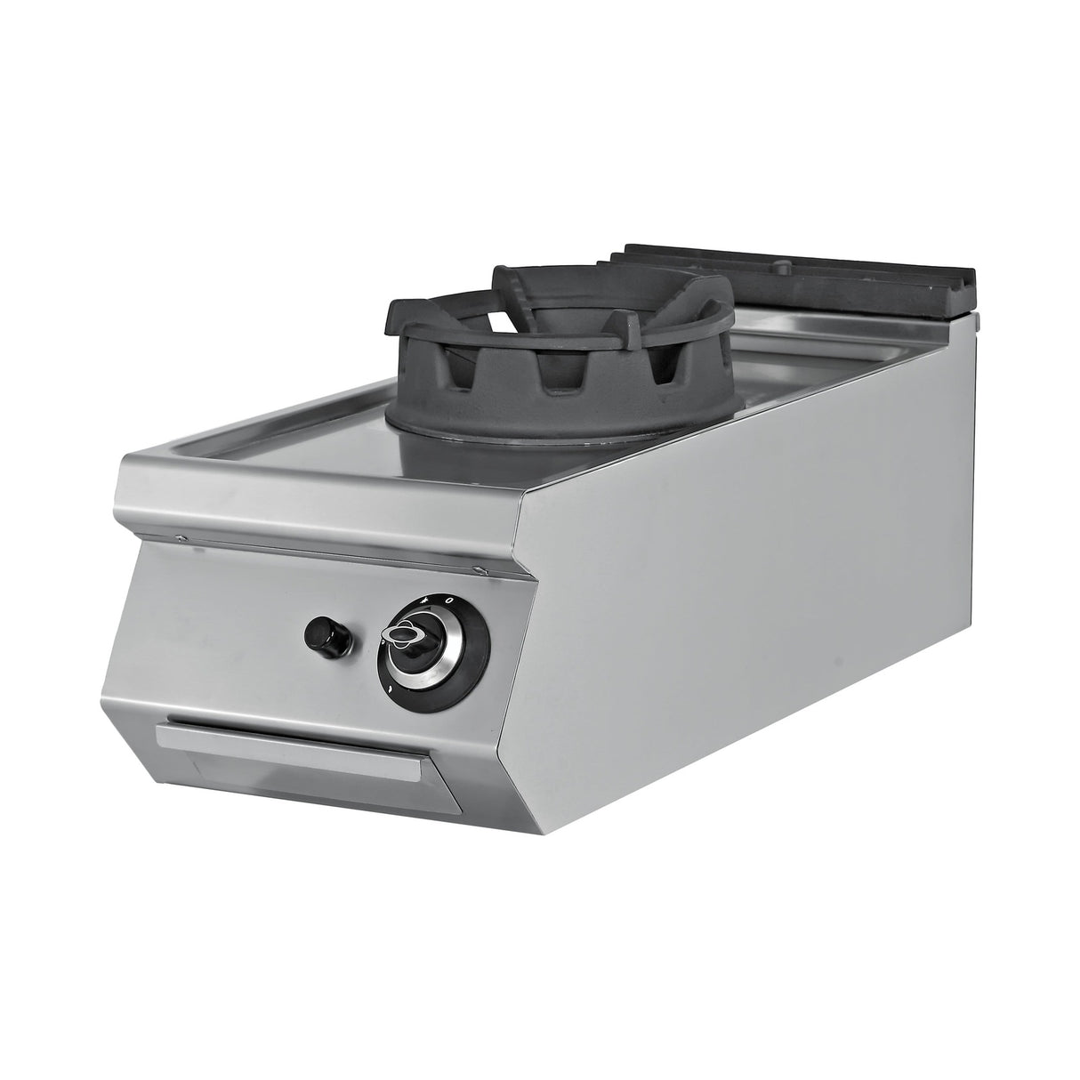 Gas-Wok, 1 Brenner, 18 kW, Gusseisenbrenner, Piezozündung, Edelstahl, 400×900×300 mm, Serie 900 – Produktbild