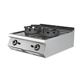Gas-Wok, 2 Brenner, 36 kW, Gusseisenbrenner, Piezozündung, Edelstahl, 800×900×300 mm, Serie 900 – Produktbild