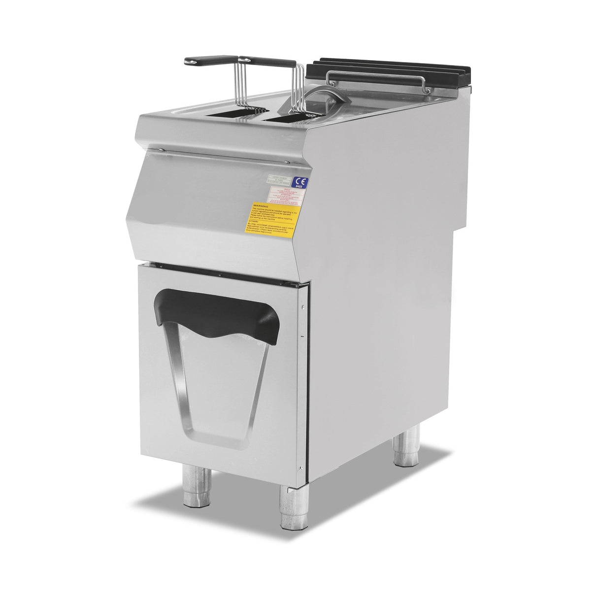 Gasfritteuse, 24 Liter, 17,41 kW, Edelstahlkörbe, Ablassventil, Edelstahl, 400×900×850 mm, Serie 900 – Produktbild