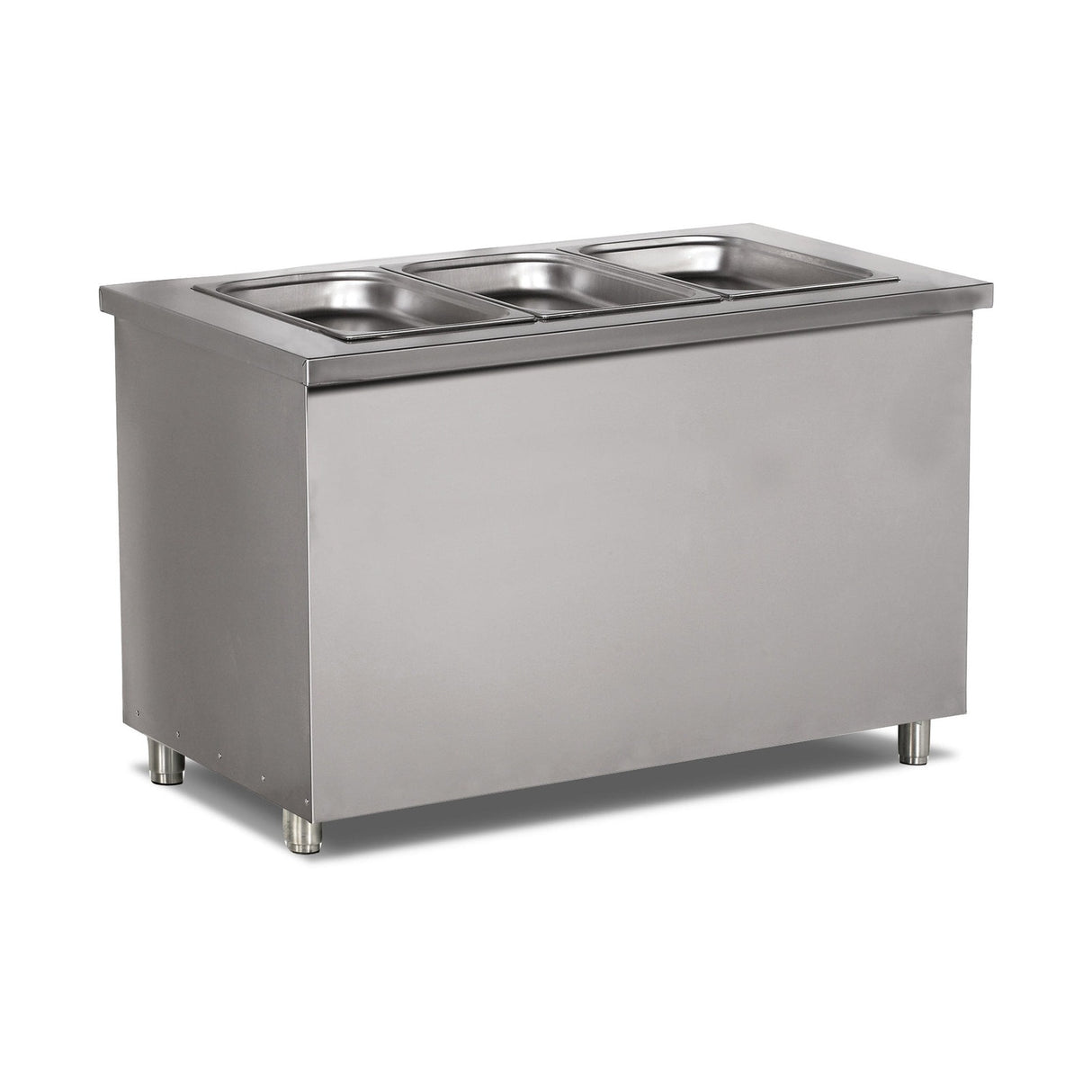 Bain-Marie Serviceeinheit, 3x GN 1/1, 3,6 kW, Wasserablass, LED, Edelstahl, 1250×790×850 mm – Produktbild
