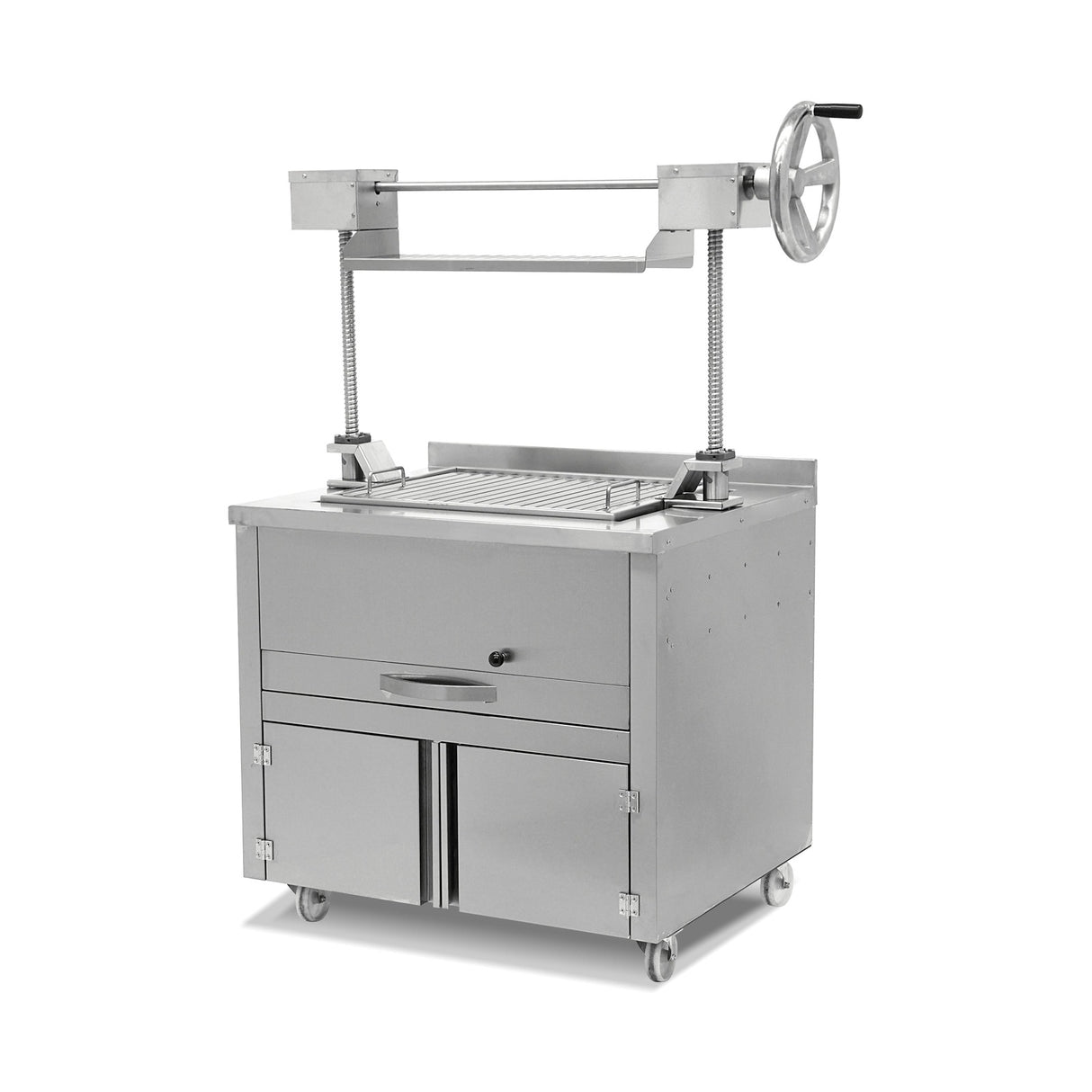 Liftgrill Holzkohle, Edelstahl, hitzebeständiges Hebesystem, Grillrost 660×530 mm, Ascheschublade, Luftklappe, 940×800×900 mm – Produktbild