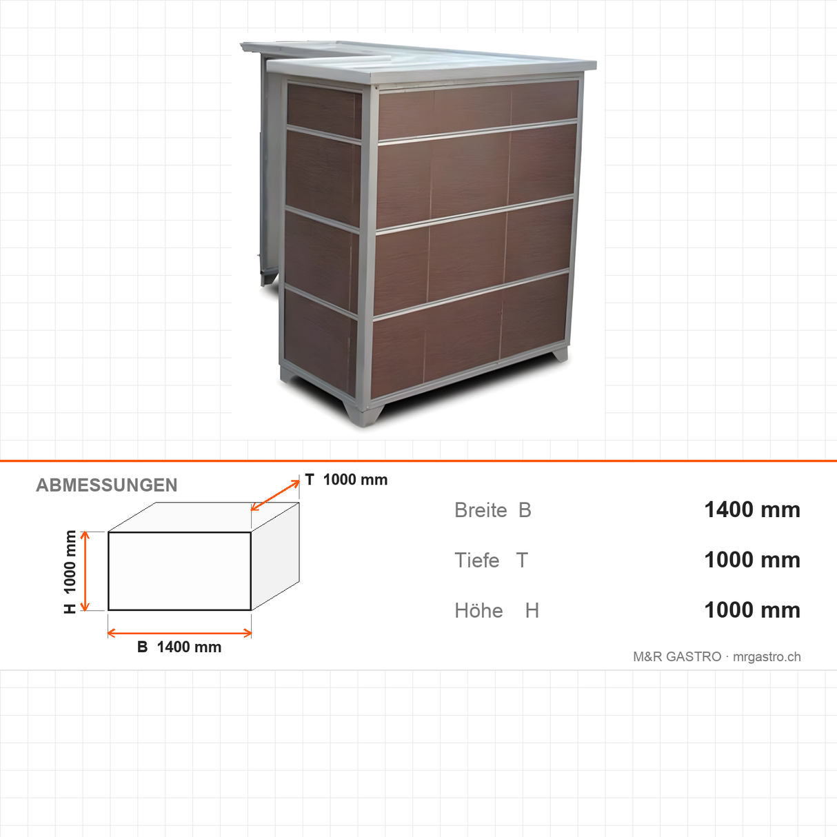 Marmor-Arbeitstisch, 1,4 m³, 1400×1000×1000 mm – Abmessungen