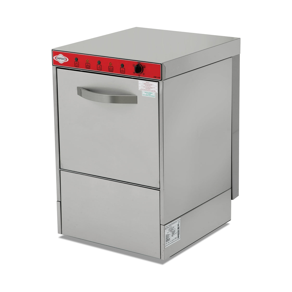 Lave-vaisselle sous-comptoir, 220V, 500 assiettes/heure, 3 programmes, panier 500×500 mm, avec pompes doseuses, moteur 0.55 kW, 590×660×830 mm