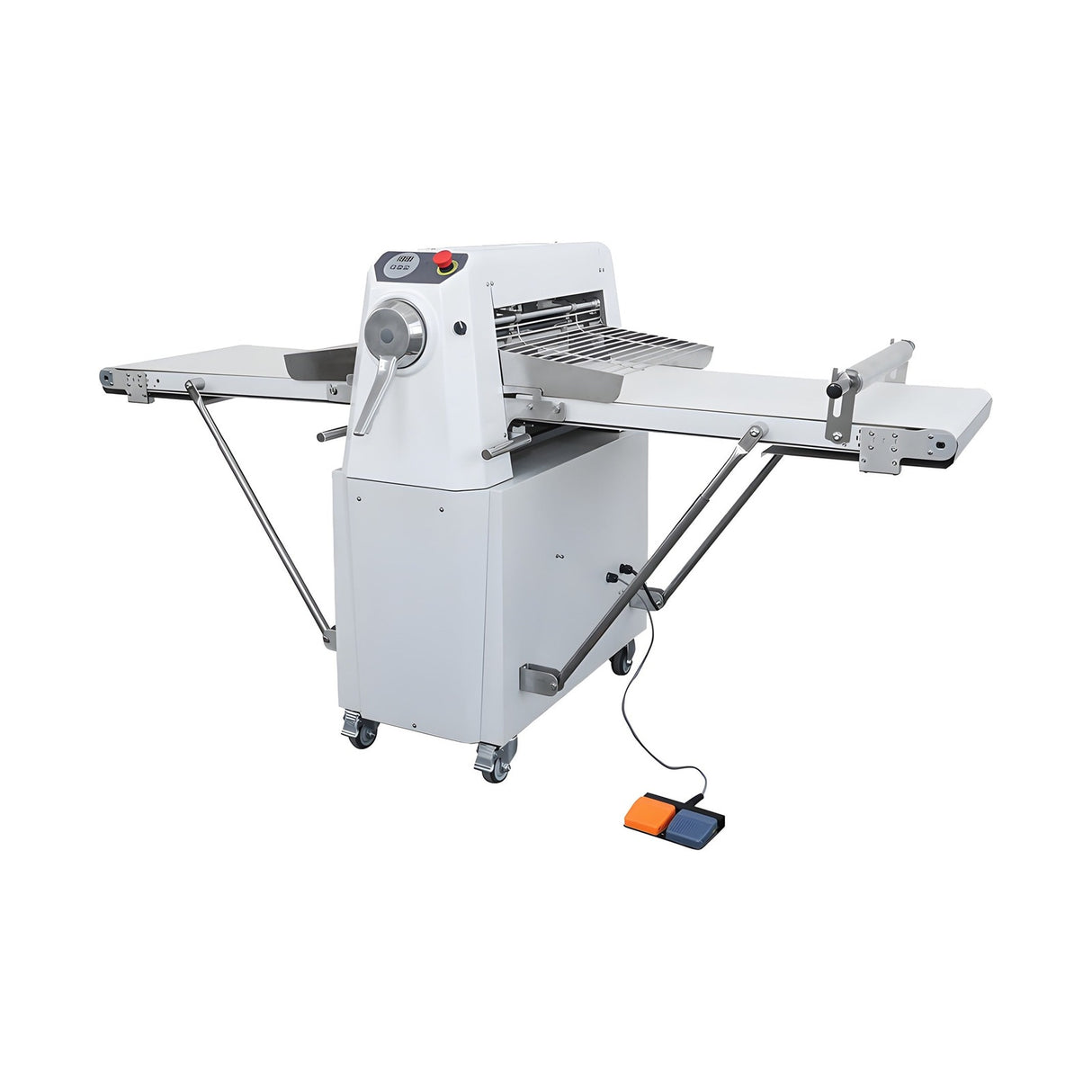 Teigausrollmaschine mit Band, automatisch, Bandbreite 520 mm, digitale Dickenanzeige, verstellbare Dicke, Edelstahl, 0,55 kW, 2060×1040×1140 mm – Produktbild