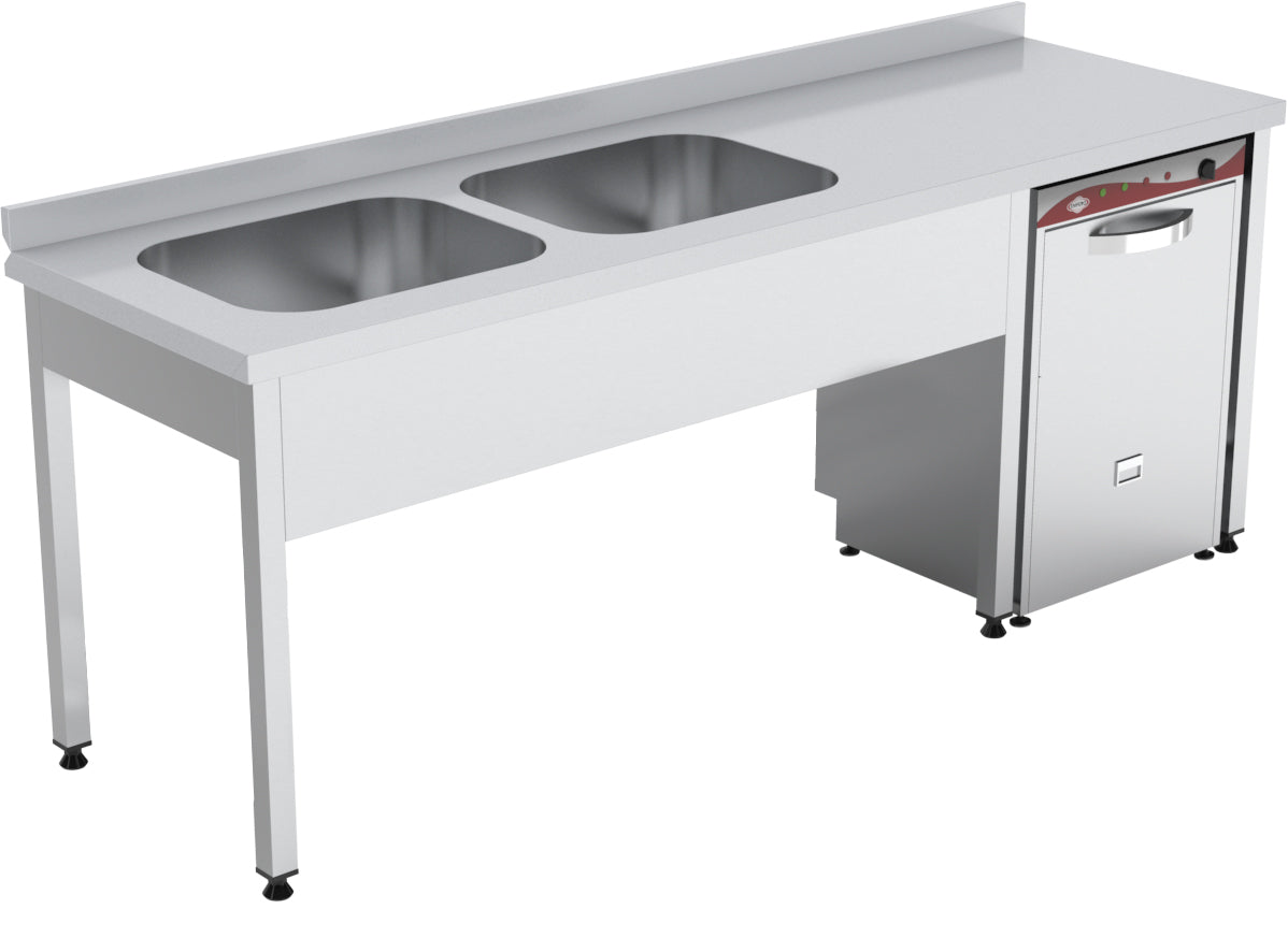 Spüle mit 2 Becken links - 2000x700x850 mm