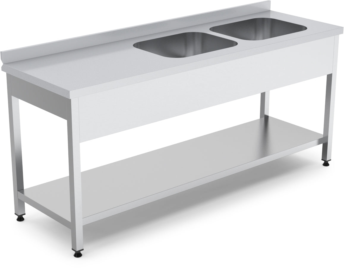 Spüle mit 2 Becken links - 2000x700x850 mm