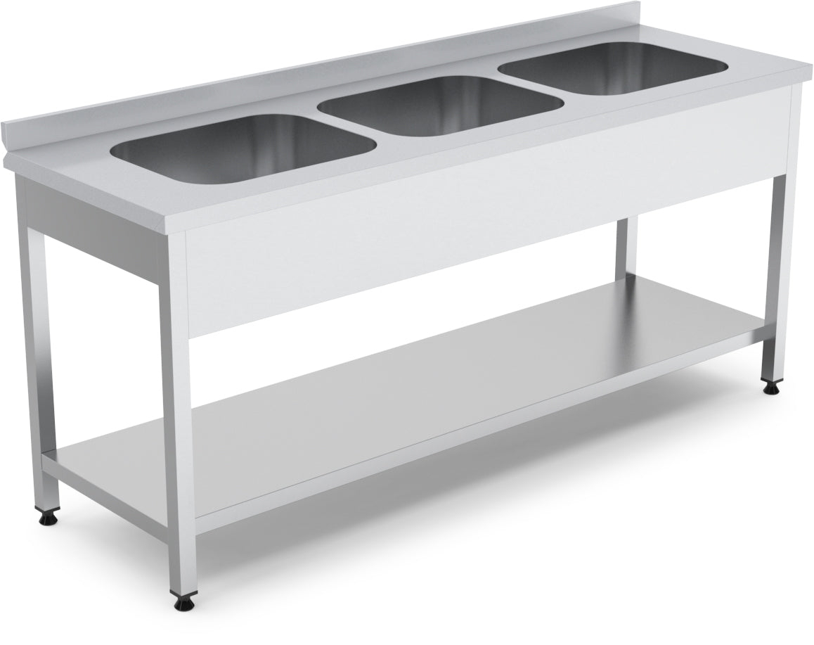 Spüle mit 3-Becken-Unterboden - 1800 x 700 x 850 mm