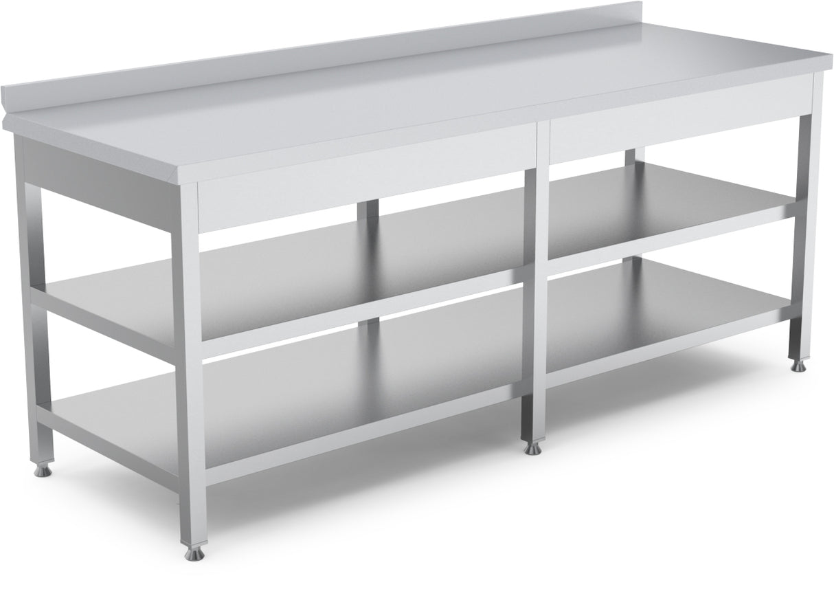 Work Table With Bottom - Intermediate Shelf - 2400x700x850 mm