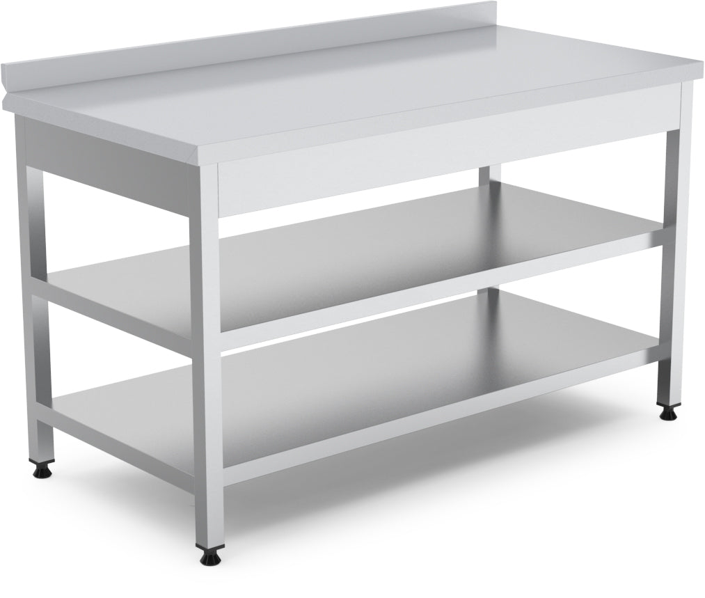 Work Table With Bottom - Intermediate Shelf - 2400x600x850 mm