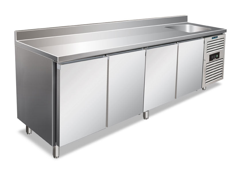 CLV 4200 TN WITH SPLASHBACK ventilierter Kühl- oder Tiefkühltisch 2500×700×960 mm