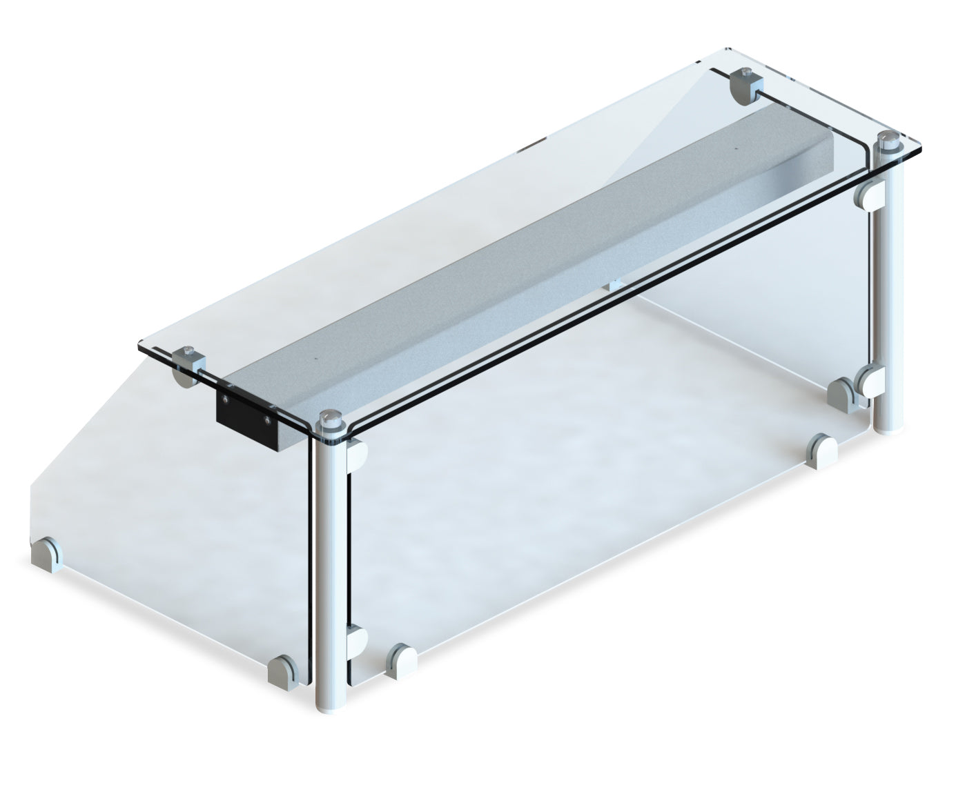 Obere Regalgruppe Vollglasdifferenz für Kaltserviceeinheit (5x1/1 GN) - 2000x375x440 mm