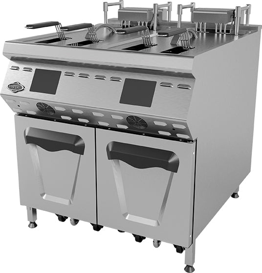 Mit Lift-Schnellfritteuse mit Ölfilter – 400 V / 25+25 L