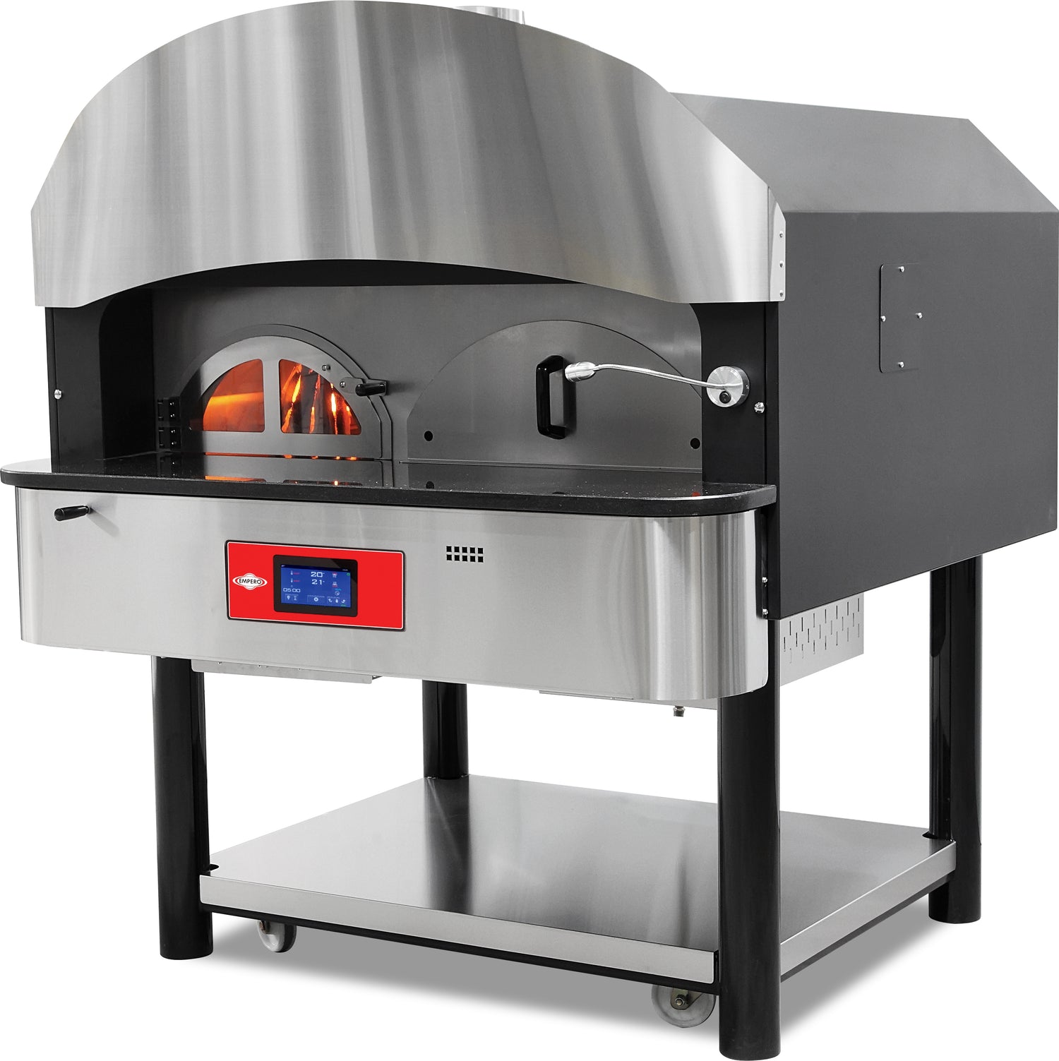 Digitaler Gas- und Holz-Drehpizzaofen – Ø 300 mm 6 Pizzen 75 Pizzen / Stunde
