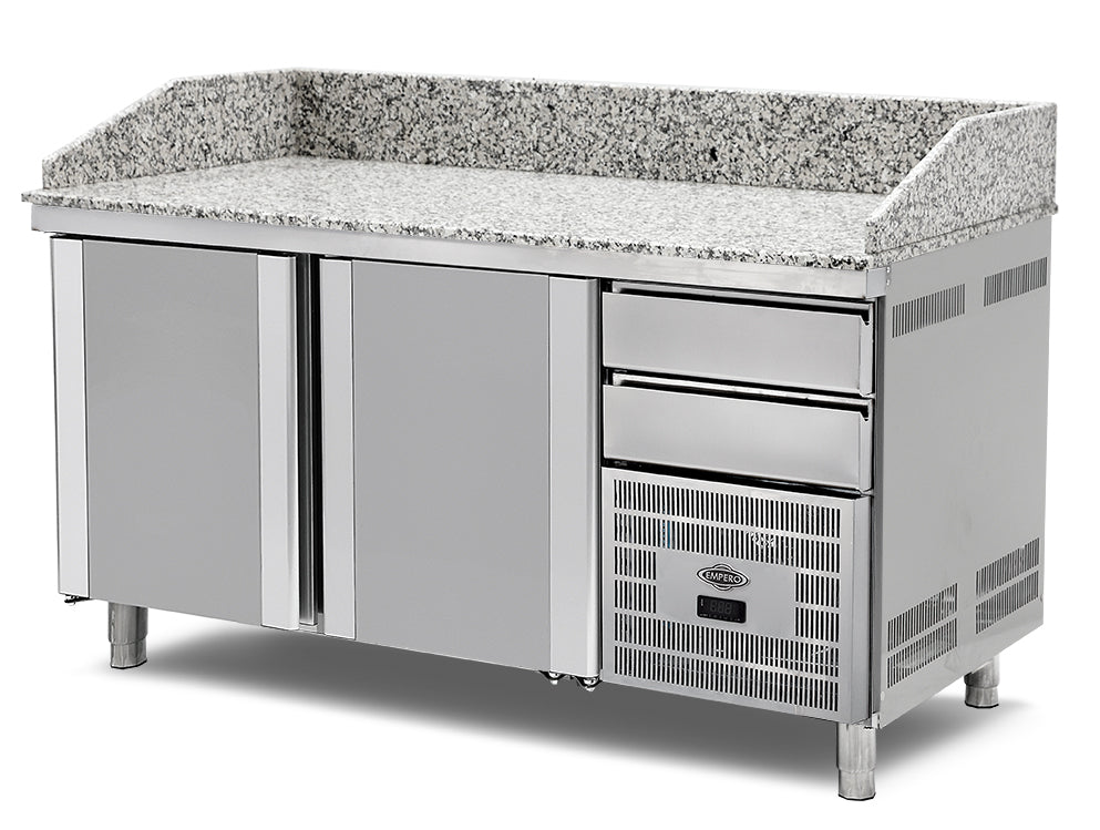 Granit-Kühlschrank für Pizza und Salat, 2 Türen – 300 l