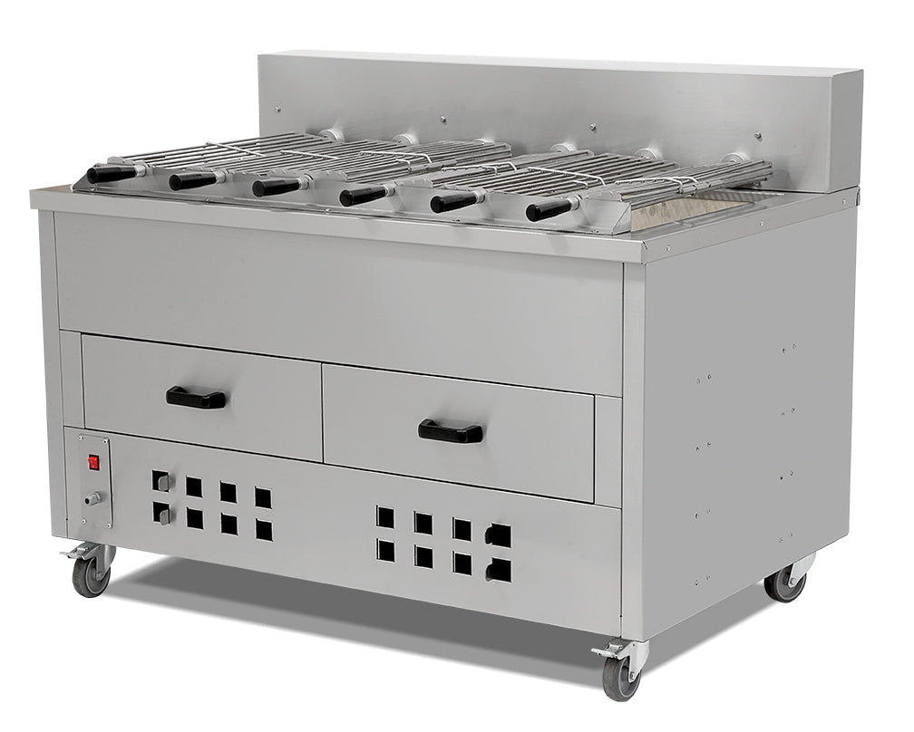 Horizontaler Hähnchenspieß mit Holzkohle – 8 Spieße