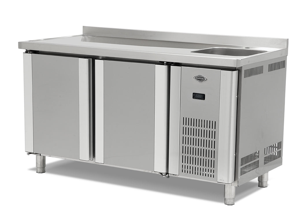 Thekenkühlschrank mit Spüle + 4 Türen – 700 L