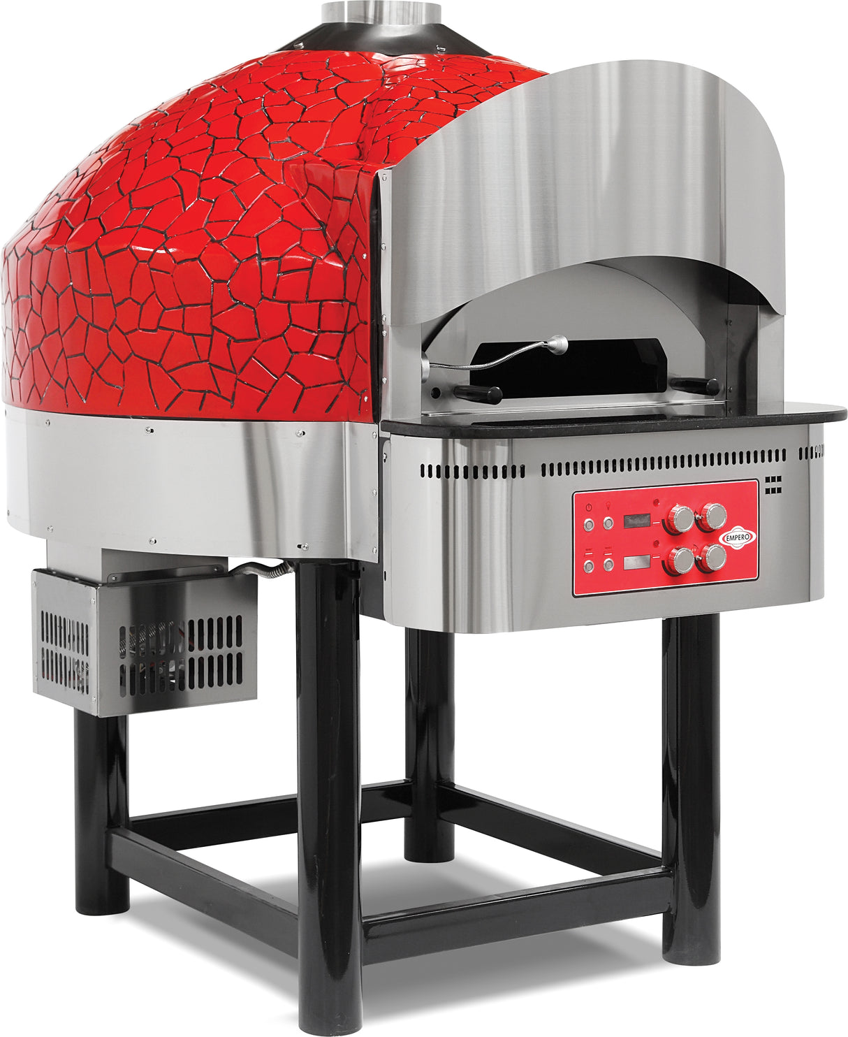Gas-Pizzaofen mit festem Unterbau – Ø 300 mm 9 Pizzen 130 Pizzen/Stunde