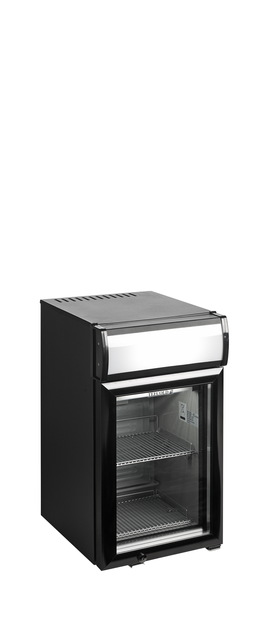 Tisch-Getränkekühlschrank – 1 Glastür – 22 L – 332×423×618 mm – Schwarz - Produktansicht