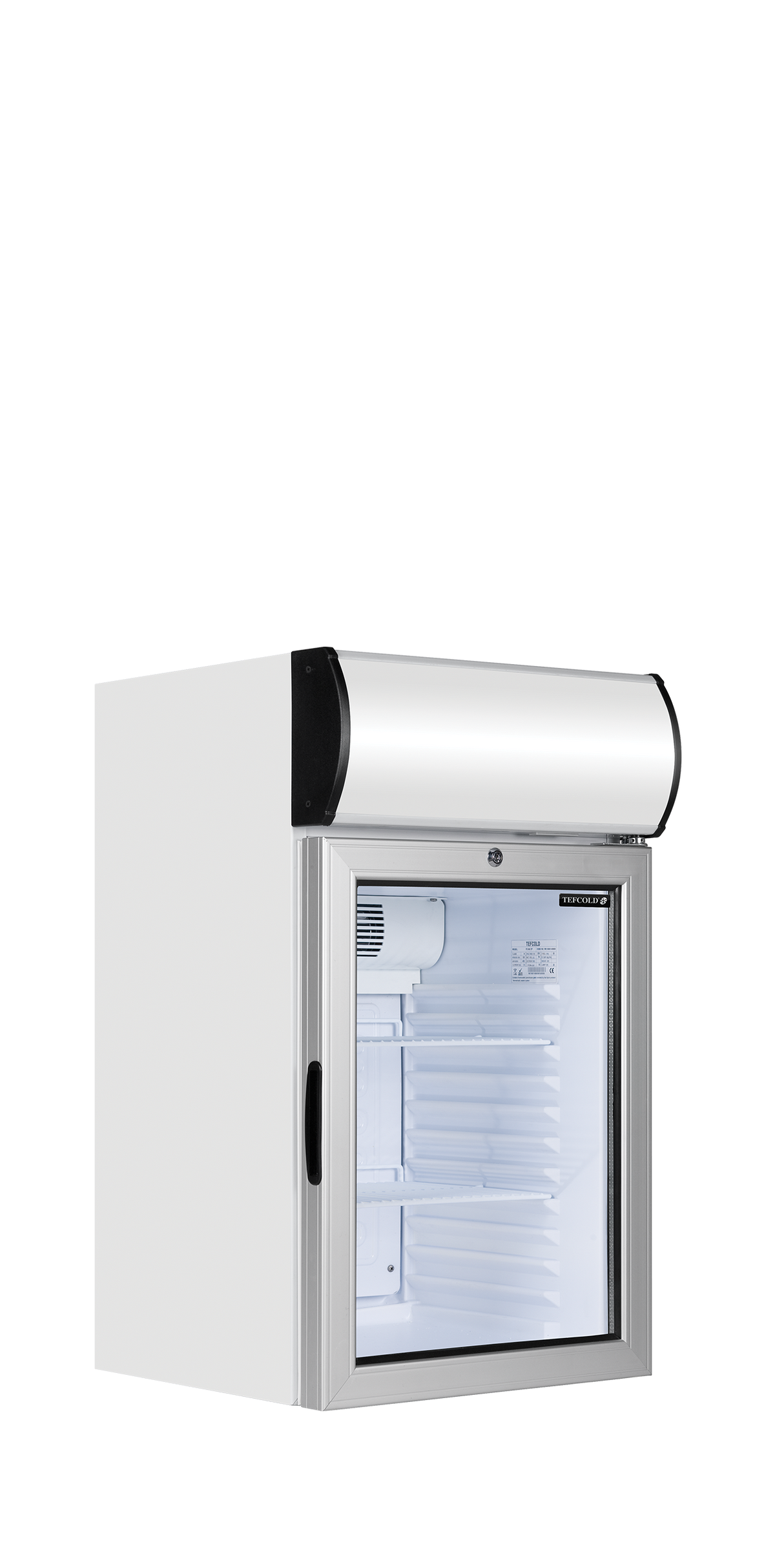 Tisch-Getränkekühlschrank – 1 Glastür – 55 L – 480×460×840 mm – Weiß - Produktansicht