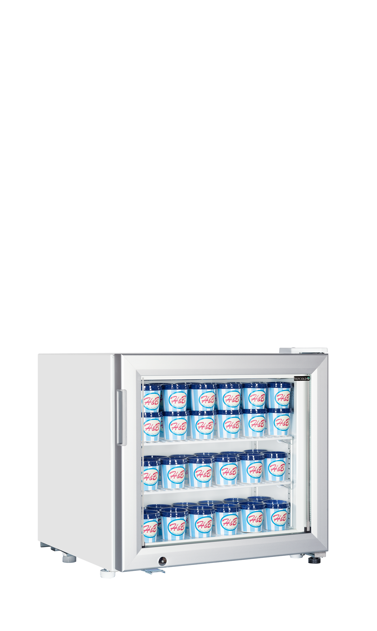 Tisch-Gefriervitrine – 1 Glastür – 48 L – 570×530×520 mm – Weiß - Anwendungsbeispiel