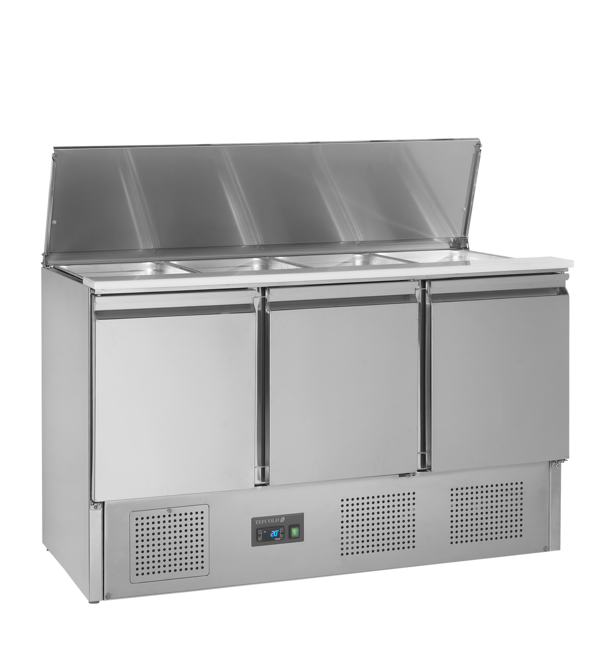 Saladette – 3 Türen – 368 L – 1365×700×877 mm – SS 304 – Mit Schneidbrett - Innenansicht