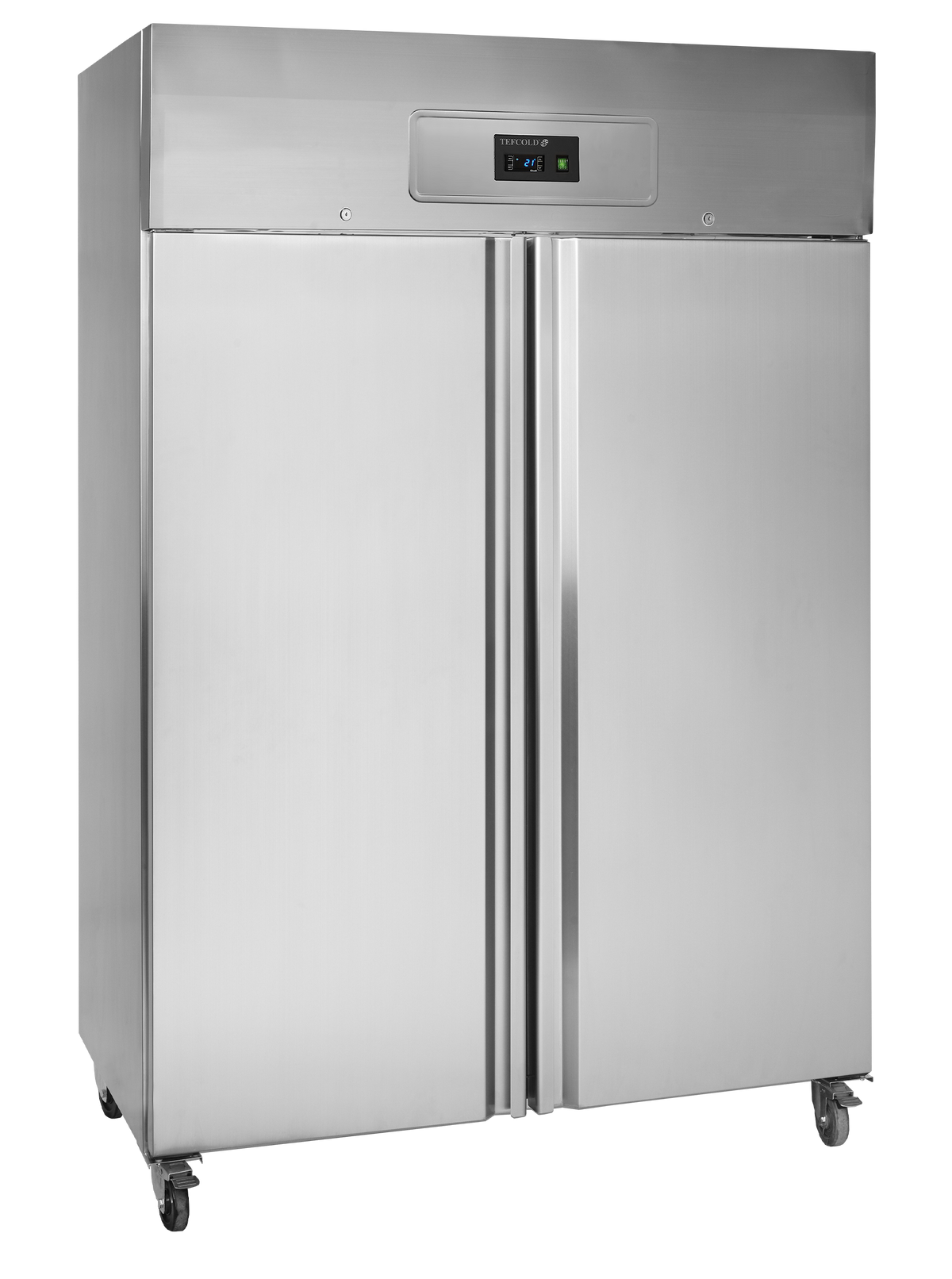 Gewerbegefrierschrank – 2 Türen – 900 L – 1340×700×2010 mm – SS 304 – 6 Tragroste, weiß - Produktansicht