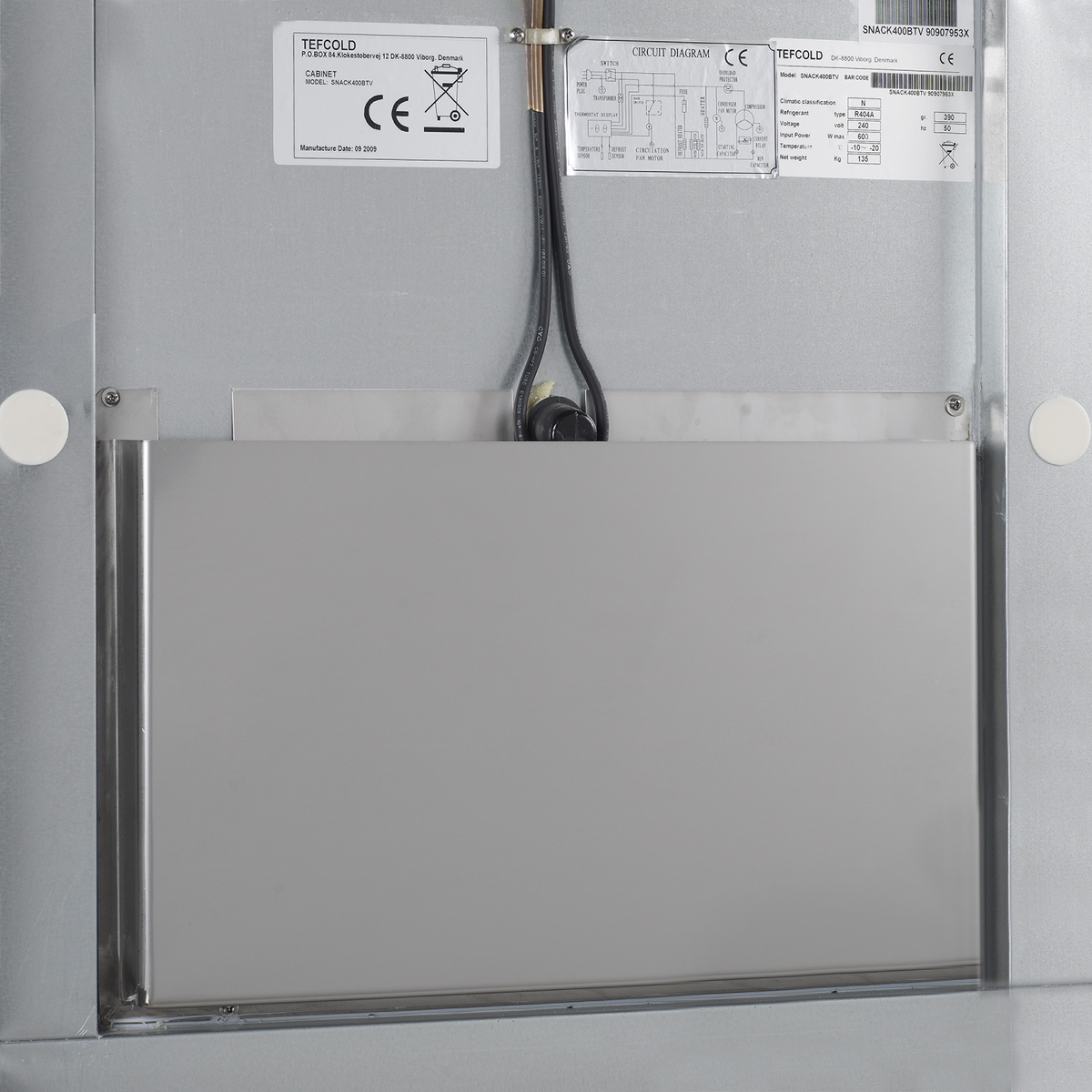 Gewerbegefrierschrank – 2 Türen – 900 L – 1340×700×2010 mm – SS 304 – 6 Tragroste, weiß - Detail