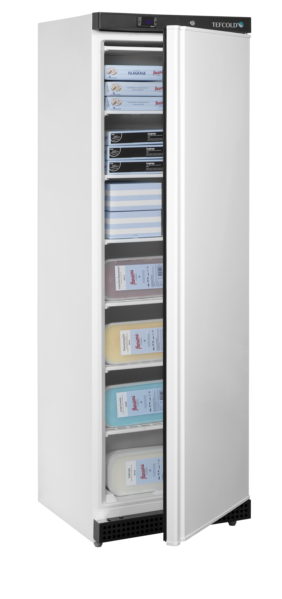Gewerbegefrierschrank – 1 Tür – 340 L – 600×585×1855 mm – Weiß – 6 Feste Gefrierablagen - Anwendungsbeispiel