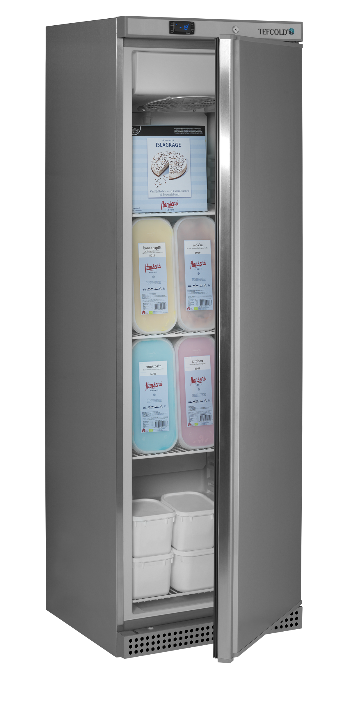 Gewerbegefrierschrank – 1 Tür – 340 L – 600×585×1855 mm – SS 430 – 4 Tragroste, weiß - Anwendungsbeispiel