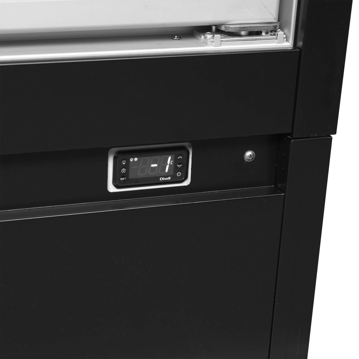 Wandgefrierregal – 2 Glastüren – 850 L – 1350×908×2035 mm – Schwarz / Glas - Detail